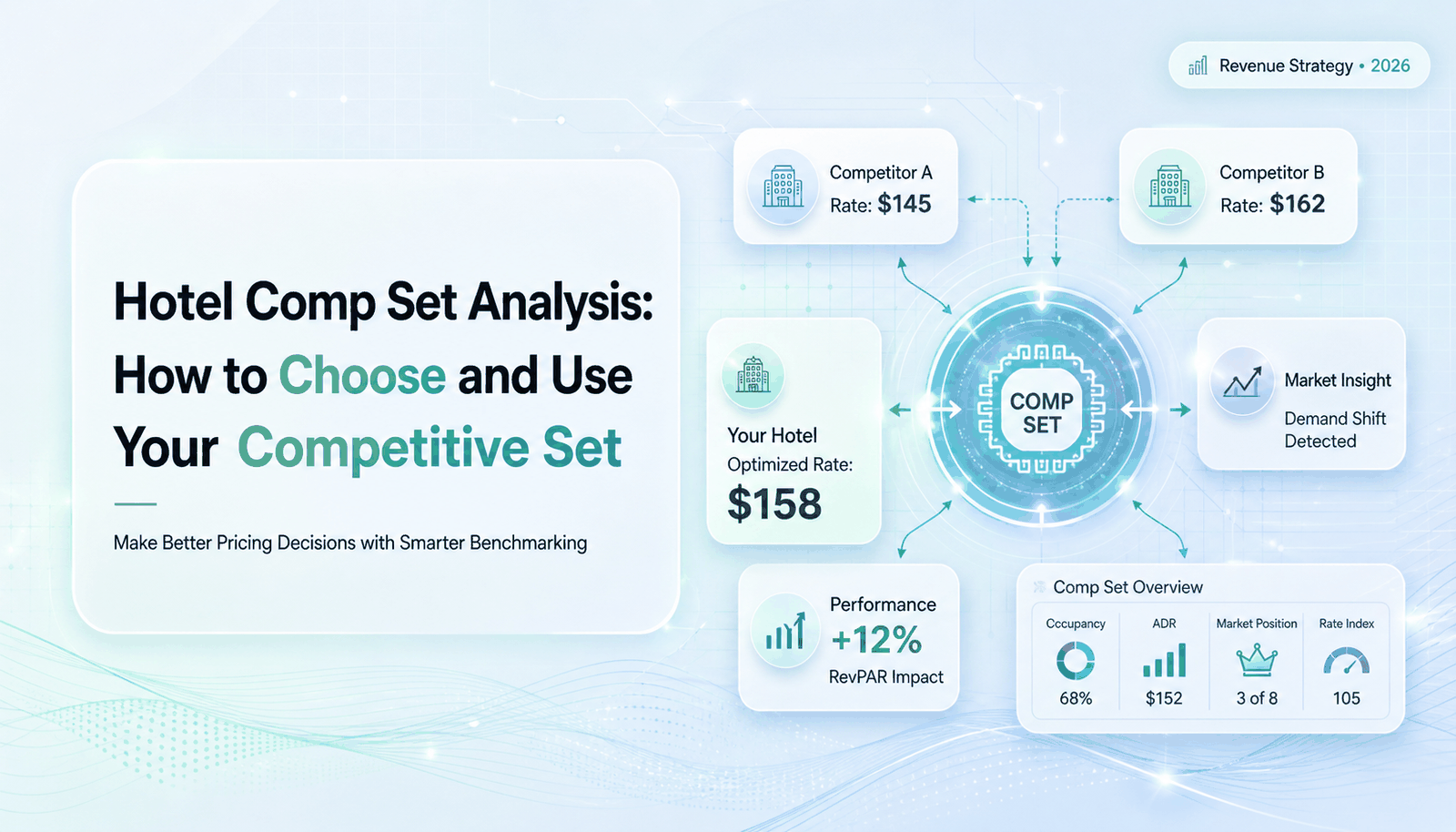 Hotel comp set analysis 2026: 7-step process, 5 comp set types, drift detection, and continuous calibration