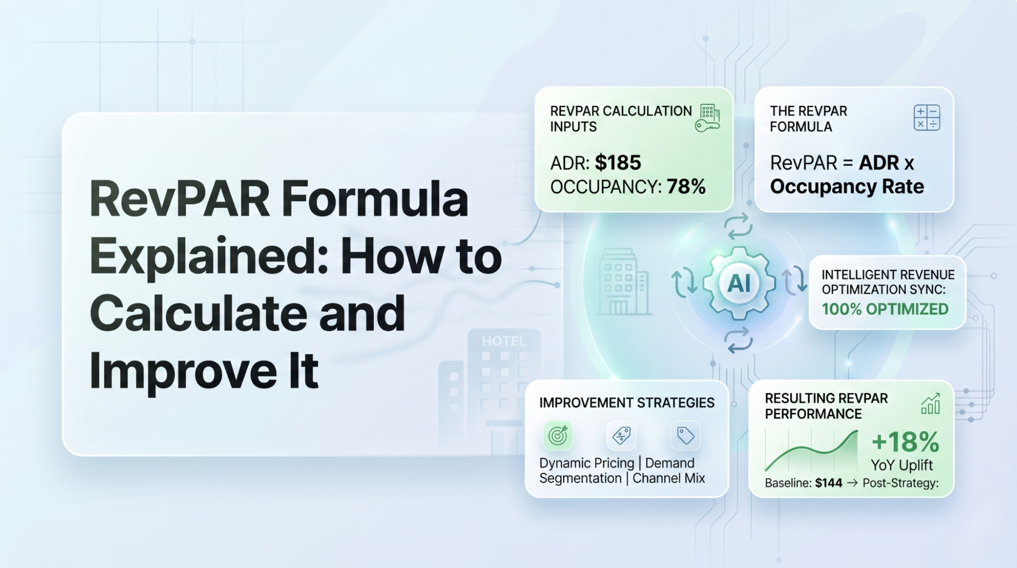 RevPAR formula explained: 3 valid calculations, worked examples, chain-scale benchmarks, and 8 RevPAR improvement tactics